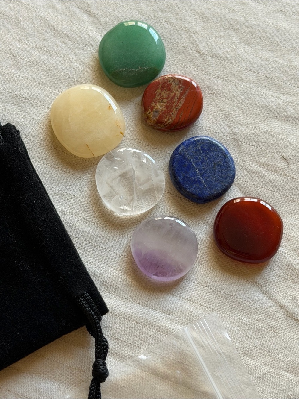 Polished Healing Crystal Palm Stones - Set